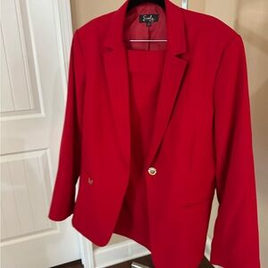 Emily 2 Piece Red Skirt Suit